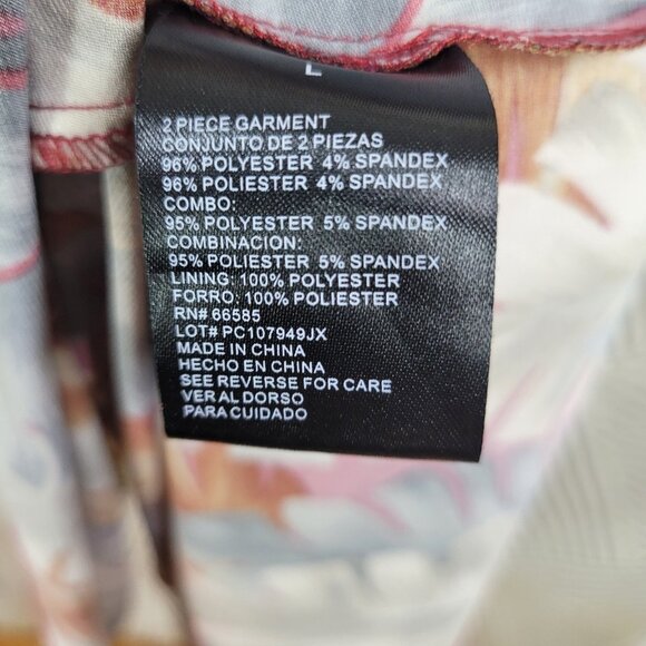 Perceptions Dress Large Party Stretch Ruched Waist Professional Leaf Red grey - Picture 7 of 7